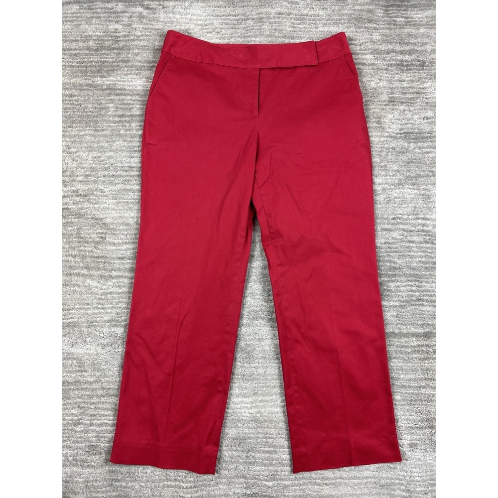 Madison Studio Pants Womens 10 Red Rebecca Fit Straight Leg Cotton Stretch Work
